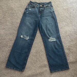 Wild Fable Dark Blue Distressed Straight Leg Jeans